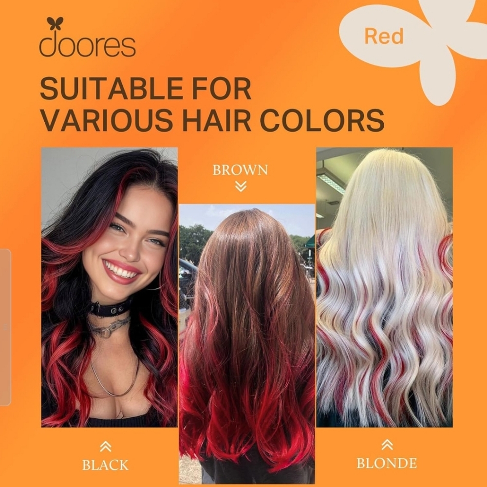 Doores 100% Human Hair Red Itip Keratin Bonded 18" Straight Extensions 25g - Picture 5 of 10